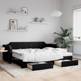 Sofá cama nido con cajones tela negro 100x200 cm de vidaXL, Camas y somieres - Ref: Foro24-3197677, Precio: 311,49 €, Descuen...