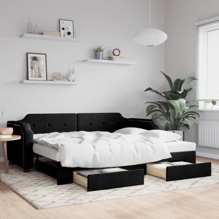 Sofá cama nido con cajones tela negro 100x200 cm de vidaXL, Camas y somieres - Ref: Foro24-3197677, Precio: 311,49 €, Descuen...