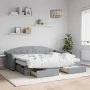 Trundle sofa bed with drawers light gray fabric 80x200 cm by vidaXL, Beds and slatted bases - Ref: Foro24-3197561, Price: 288...