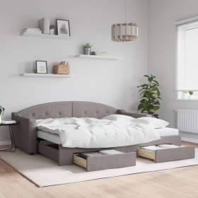 Sofá cama nido con cajones tela gris taupe 90x200 cm de vidaXL, Camas y somieres - Ref: Foro24-3197569, Precio: 294,45 €, Des...