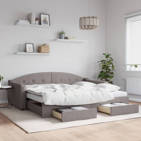 Sofá cama nido con cajones tela gris taupe 90x200 cm de vidaXL, Camas y somieres - Ref: Foro24-3197569, Precio: 294,45 €, Des...
