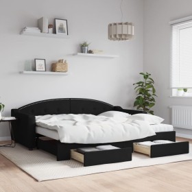 Sofá cama nido con cajones tela negro 90x200 cm de vidaXL, Camas y somieres - Ref: Foro24-3197568, Precio: 299,15 €, Descuent...