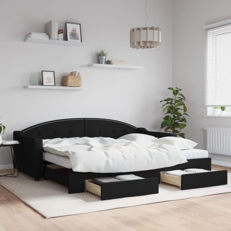 Sofá cama nido con cajones tela negro 90x200 cm de vidaXL, Camas y somieres - Ref: Foro24-3197568, Precio: 299,15 €, Descuent...