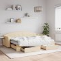Sofá cama nido con cajones tela color crema 80x200 cm de vidaXL, Camas y somieres - Ref: Foro24-3197565, Precio: 292,81 €, De...