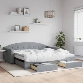 Sofá cama nido con cajones tela gris claro 100x200 cm de vidaXL, Camas y somieres - Ref: Foro24-3197571, Precio: 307,11 €, De...