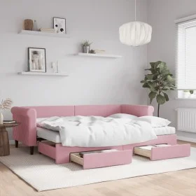 Trundle sofa bed with pink velvet drawers 80x200 cm by vidaXL, Beds and slatted bases - Ref: Foro24-3197839, Price: 456,64 €,...