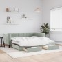 Sofá cama nido con cajones terciopelo gris claro 100x200 cm de vidaXL, Camas y somieres - Ref: Foro24-3196746, Precio: 307,00...