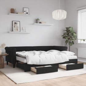 Sofá cama nido con cajones terciopelo negro 80x200 cm de vidaXL, Camas y somieres - Ref: Foro24-3197840, Precio: 455,90 €, De...