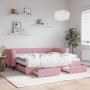Sofá cama nido con cajones terciopelo rosa 90x200 cm de vidaXL, Camas y somieres - Ref: Foro24-3197846, Precio: 480,47 €, Des...