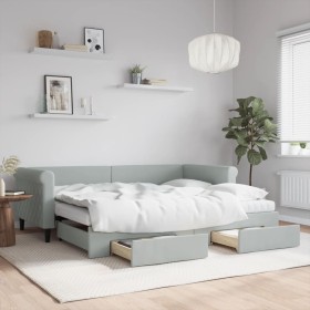 Sofá cama nido con cajones terciopelo gris claro 90x200 cm de vidaXL, Camas y somieres - Ref: Foro24-3197843, Precio: 487,28 ...
