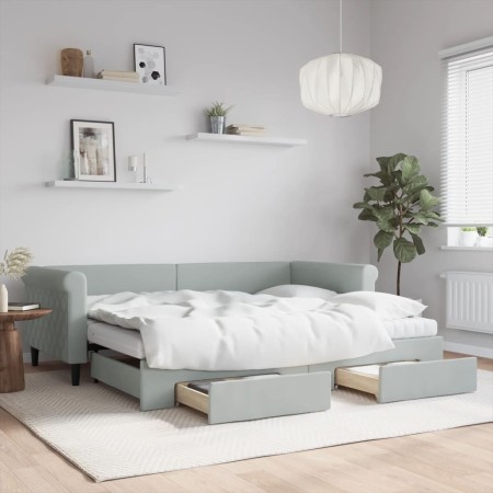 Sofá cama nido con cajones terciopelo gris claro 90x200 cm de vidaXL, Camas y somieres - Ref: Foro24-3197843, Precio: 487,28 ...
