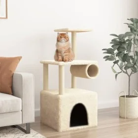 Rascador para gatos con postes de sisal color crema 109,5 cm de vidaXL, Mobiliario para gatos - Ref: Foro24-172058, Precio: 3...