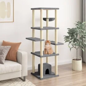 Rascador para gatos con postes de sisal gris oscuro 154 cm de vidaXL, Mobiliario para gatos - Ref: Foro24-172057, Precio: 91,...