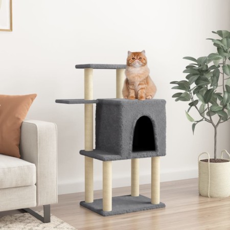 Rascador para gatos con postes de sisal gris oscuro 97 cm de vidaXL, Mobiliario para gatos - Ref: Foro24-172066, Precio: 45,8...
