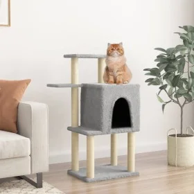 Rascador para gatos con postes de sisal gris claro 97 cm de vidaXL, Mobiliario para gatos - Ref: Foro24-172065, Precio: 34,32...