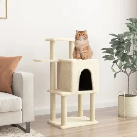 Rascador para gatos con postes de sisal color crema 97 cm de vidaXL, Mobiliario para gatos - Ref: Foro24-172064, Precio: 45,2...