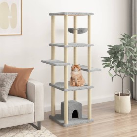Rascador para gatos con postes de sisal gris claro 154 cm de vidaXL, Mobiliario para gatos - Ref: Foro24-172056, Precio: 82,2...