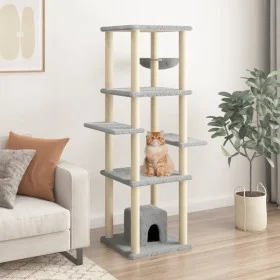 Rascador para gatos con postes de sisal gris claro 154 cm de vidaXL, Mobiliario para gatos - Ref: Foro24-172056, Precio: 80,8...
