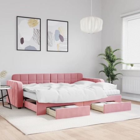 Sofá cama nido con cajones terciopelo rosa 80x200 cm de vidaXL, Camas y somieres - Ref: Foro24-3196997, Precio: 464,91 €, Des...