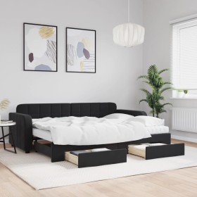 Sofá cama nido con cajones terciopelo negro 80x200 cm de vidaXL, Camas y somieres - Ref: Foro24-3196998, Precio: 483,32 €, De...