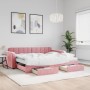 Sofá cama nido con cajones terciopelo rosa 90x200 cm de vidaXL, Camas y somieres - Ref: Foro24-3197004, Precio: 539,27 €, Des...