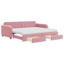 Sofá cama nido con cajones terciopelo rosa 90x200 cm de vidaXL, Camas y somieres - Ref: Foro24-3197004, Precio: 539,27 €, Des...