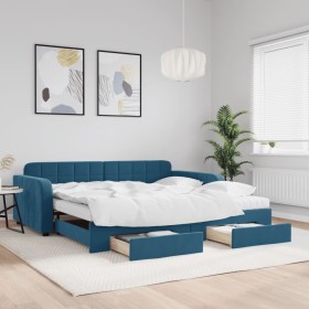 Sofá cama nido con cajones terciopelo azul 100x200 cm de vidaXL, Camas y somieres - Ref: Foro24-3197007, Precio: 476,15 €, De...