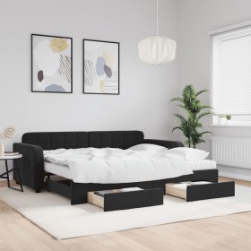 Sofá cama nido con cajones terciopelo negro 90x190 cm de vidaXL, Camas y somieres - Ref: Foro24-3197016, Precio: 453,00 €, De...
