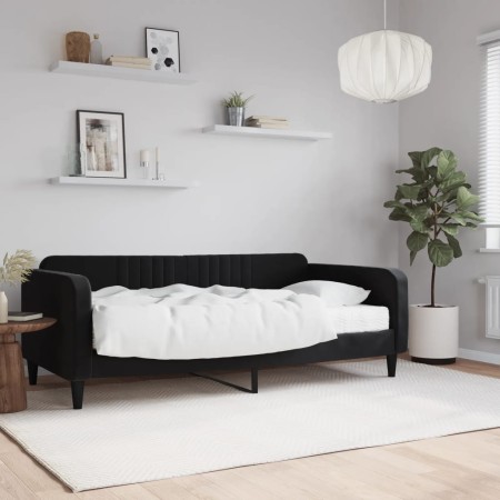 Sofá cama con colchón terciopelo negro 90x190 cm de vidaXL, Camas y somieres - Ref: Foro24-3197054, Precio: 304,84 €, Descuen...