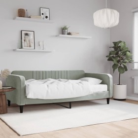 Sofá cama con colchón terciopelo gris claro 90x190 cm de vidaXL, Camas y somieres - Ref: Foro24-3197052, Precio: 300,98 €, De...