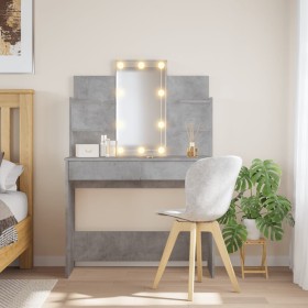 Tocador con luces LED gris hormigón 96x40x142 cm de vidaXL, Tocadores para dormitorios - Ref: Foro24-837895, Precio: 109,28 €...