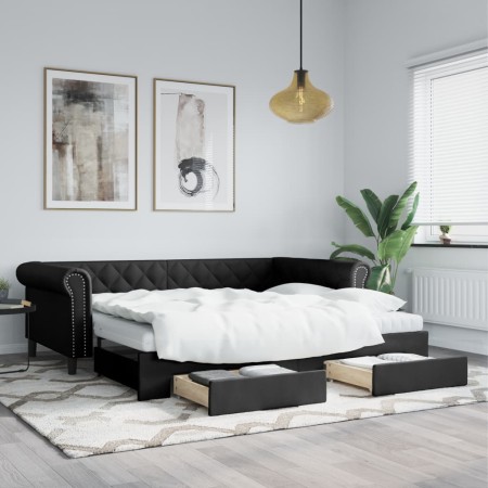 Sofá cama nido con cajones cuero sintético negro 90x200 cm de vidaXL, Camas y somieres - Ref: Foro24-3197735, Precio: 517,06 ...