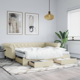 Sofá cama nido con cajones cuero sintético crema 90x200 cm de vidaXL, Camas y somieres - Ref: Foro24-3197737, Precio: 502,86 ...