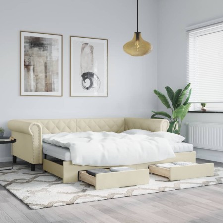 Sofá cama nido con cajones cuero sintético crema 90x200 cm de vidaXL, Camas y somieres - Ref: Foro24-3197737, Precio: 502,86 ...
