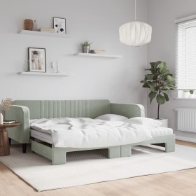 Sofá cama nido con colchón terciopelo gris claro 100x200 cm de vidaXL, Camas y somieres - Ref: Foro24-3197094, Precio: 436,92...