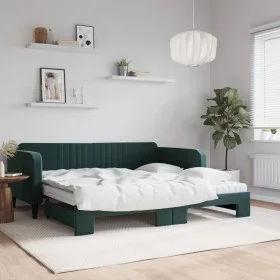 Sofá cama nido con colchón terciopelo verde oscuro 100x200 cm de vidaXL, Camas y somieres - Ref: Foro24-3197096, Precio: 420,...