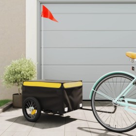 Remolque para bicicleta hierro negro y amarillo 30 kg de vidaXL, Remolques para bicicletas - Ref: Foro24-94078, Precio: 66,80...