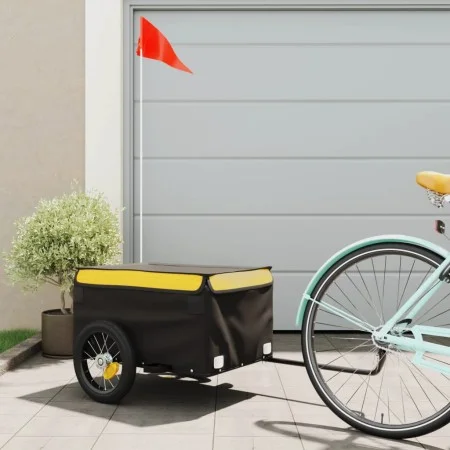 Remolque para bicicleta hierro negro y amarillo 30 kg de vidaXL, Remolques para bicicletas - Ref: Foro24-94078, Precio: 65,80...