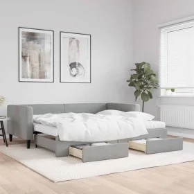 Sofá cama nido con cajones tela gris claro 90x200 cm de vidaXL, Camas y somieres - Ref: Foro24-3196632, Precio: 480,04 €, Des...