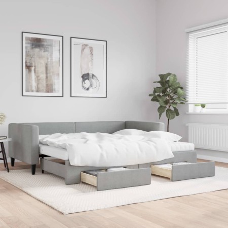 Sofá cama nido con cajones tela gris claro 90x200 cm de vidaXL, Camas y somieres - Ref: Foro24-3196632, Precio: 462,78 €, Des...