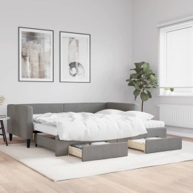 Sofá cama nido con cajones tela gris oscuro 90x200 cm de vidaXL, Camas y somieres - Ref: Foro24-3196633, Precio: 463,62 €, De...