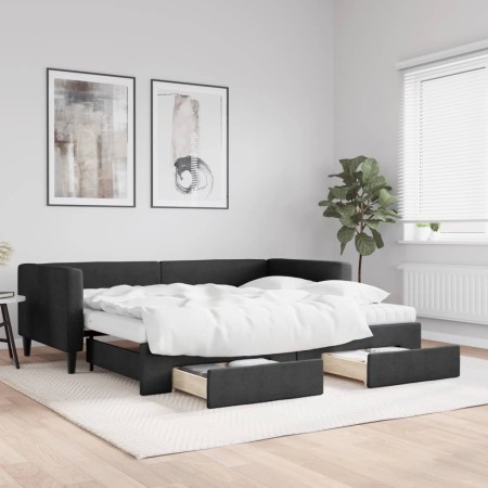 Sofá cama nido con cajones tela negro 90x200 cm de vidaXL, Camas y somieres - Ref: Foro24-3196634, Precio: 439,79 €, Descuent...