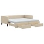 Sofá cama nido con cajones tela color crema 90x200 cm de vidaXL, Camas y somieres - Ref: Foro24-3196636, Precio: 476,70 €, De...