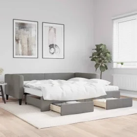 Sofá cama nido con cajones tela gris oscuro 100x200 cm de vidaXL, Camas y somieres - Ref: Foro24-3196638, Precio: 469,29 €, D...
