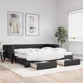Sofá cama nido con cajones tela negro 100x200 cm de vidaXL, Camas y somieres - Ref: Foro24-3196639, Precio: 467,22 €, Descuen...