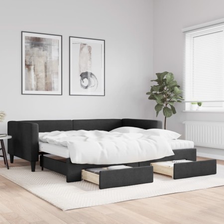 Sofá cama nido con cajones tela negro 100x200 cm de vidaXL, Camas y somieres - Ref: Foro24-3196639, Precio: 476,11 €, Descuen...