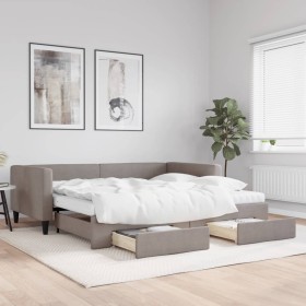 Sofá cama nido con cajones tela gris taupe 100x200 cm de vidaXL, Camas y somieres - Ref: Foro24-3196640, Precio: 475,69 €, De...