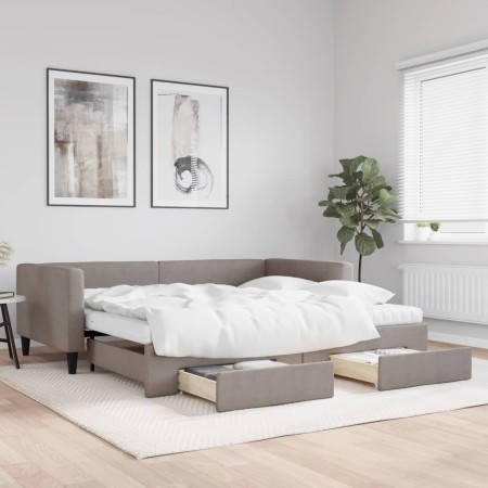 Sofá cama nido con cajones tela gris taupe 100x200 cm de vidaXL, Camas y somieres - Ref: Foro24-3196640, Precio: 475,69 €, De...