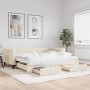 Sofá cama nido con cajones tela color crema 100x200 cm de vidaXL, Camas y somieres - Ref: Foro24-3196641, Precio: 468,68 €, D...