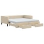 Sofá cama nido con cajones tela color crema 100x200 cm de vidaXL, Camas y somieres - Ref: Foro24-3196641, Precio: 468,68 €, D...